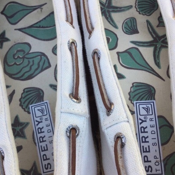 SPERRY Top Sider Slip On Loafer Natural Canvas Deck Shoes 7.5 - Picture 8 of 10